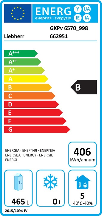 Label énergétique Liebherr GKPV-6570-43 (465 l)