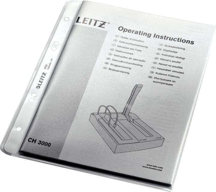 Actual product image Leitz Brochure sleeve extra strong, A5, PP, grained, 0,13 mm open top, document-proof, punching: 80-80- (A5, 100x)