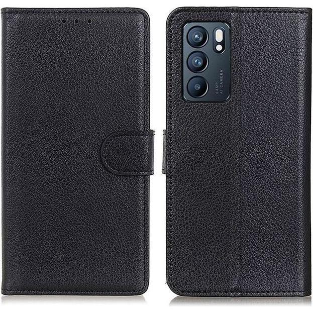 Thumbnail - MU Classic Litchi Leder Bookcover Series (Oppo Reno 6), Smartphone Hülle, Schwarz