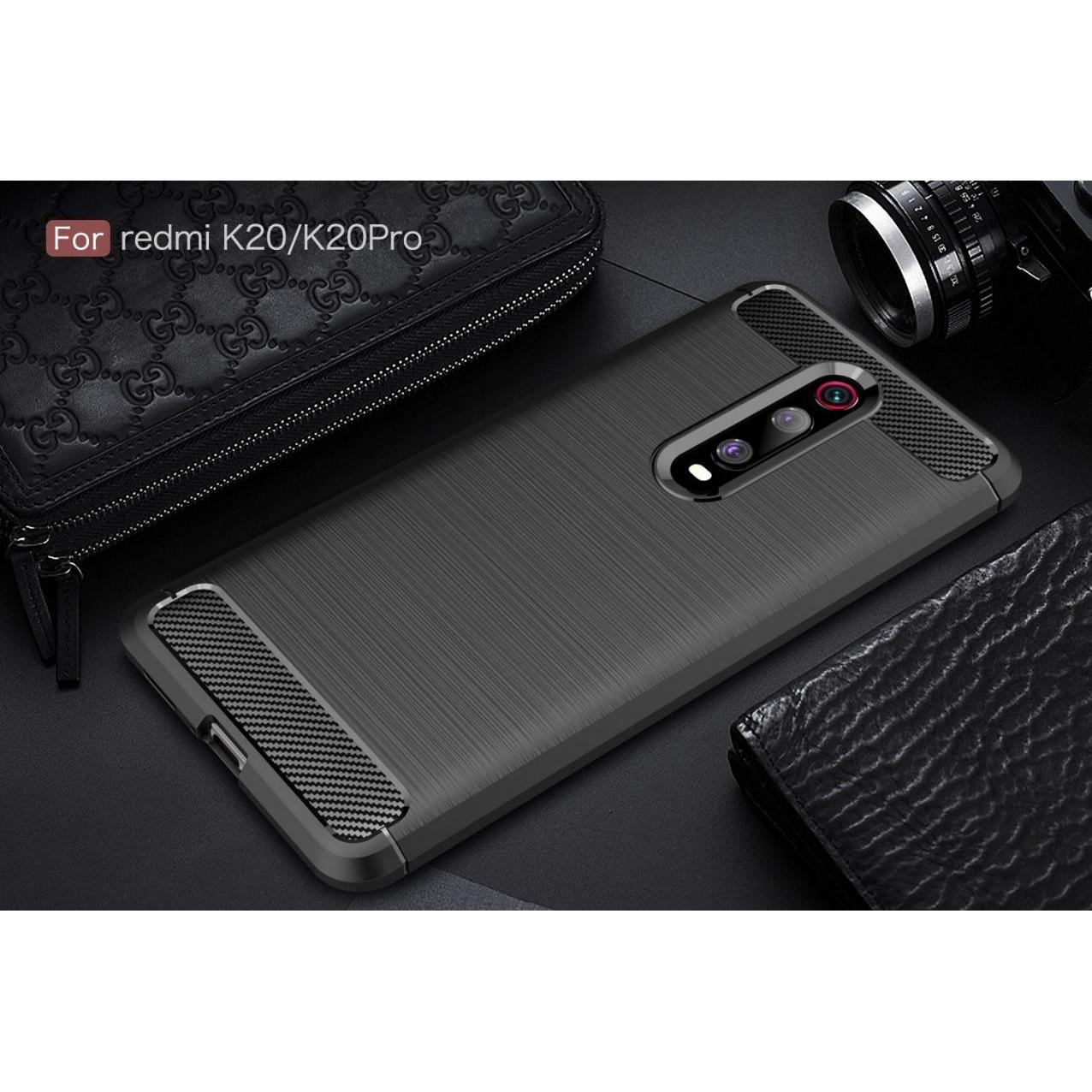 Thumbnail - Screenguard Xiaomi Mi 9T Hülle Carbon Brushed Soft TPU (Xiaomi Mi 9T), Smartphone Hülle, Schwarz