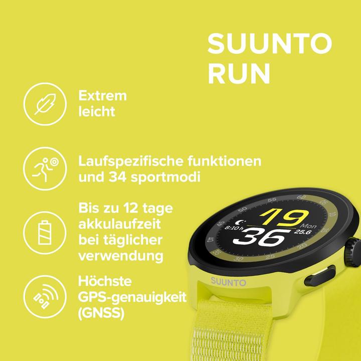 Immagine prodotto Suunto Run - Limonengelb, mit Glasfaser (46 mm, Solo WiFi)