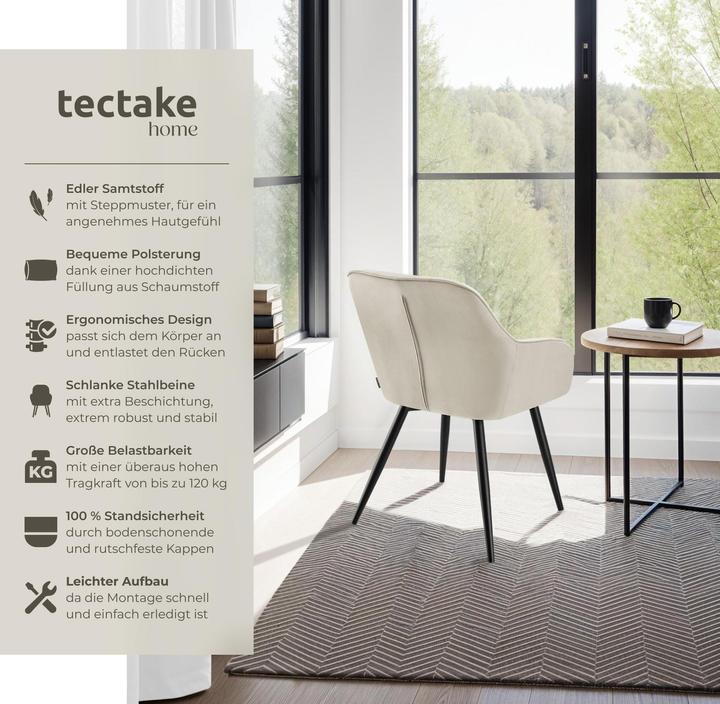 Actual product image tectake chair Marilyn, velvet look, quilted