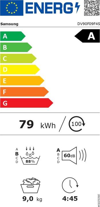 Energy Label Samsung DV90F09F4SU3 (9 kg)