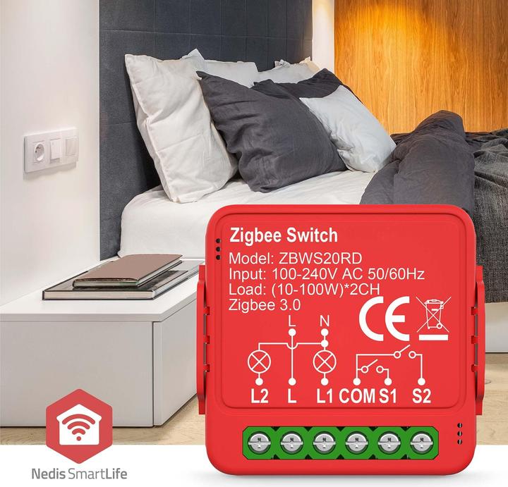 Productafbeelding Nedis SmartLife Power Switch | Zigbee 3.0 | 2x100 W | Klemverbinding | App beschikbaar voor: Androi