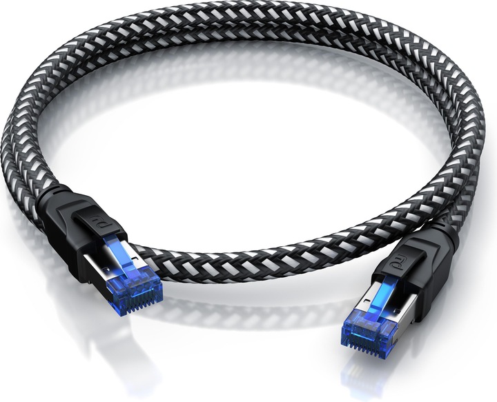Actual product image Primewire CAT 8 network cable 40 Gbits - cotton jacket - LAN cable patch cable RJ45 - S/FTP PIMF shielding (S/FTP, CAT8.1, 0.50 m)