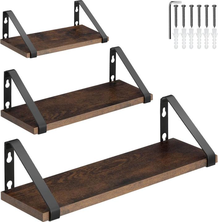 Actual product image tectake 3 hanging shelves Cowell (40 x 12 x 12 cm)