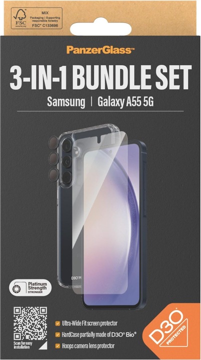 Image du produit PanzerGlass Bundle Ultra Wide FIt Glass + Case + Lens (1 pièce(s), Samsung Galaxy A55, Samsung Galaxy A54 5G)