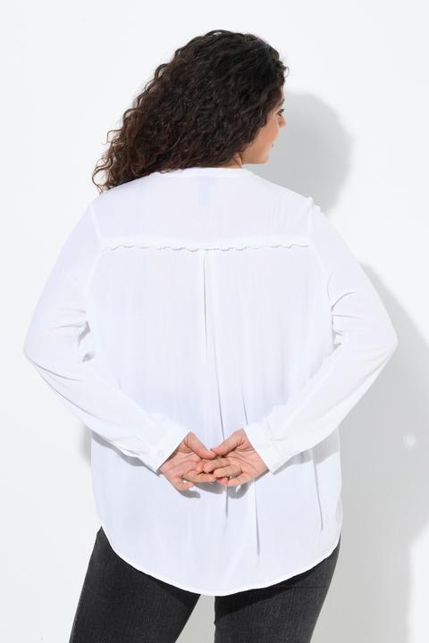 Immagine prodotto Ulla Popken Blusa dal taglio svasato con ricami, scollo a girocollo e maniche lunghe (42, 44)