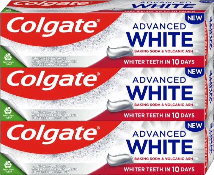 Produktbild Colgate Advanced White Baking Soda & Volcanic Ash Trio Whitening Toothpaste - 3 X 75 Ml