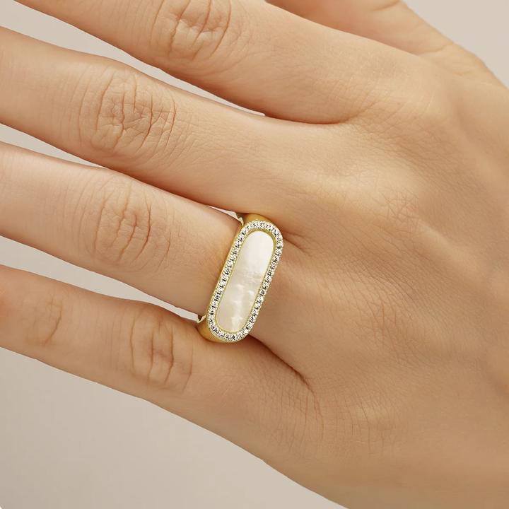 Image du produit Charles Garnier Bague en argent oxyde de zirconium, nacre (52, Argent 925)