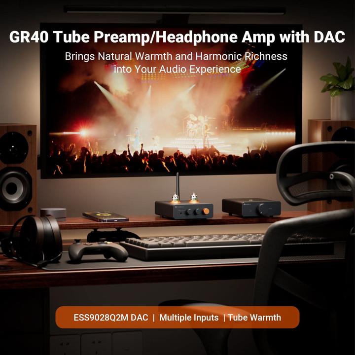 Produktbild Fosi Audio GR40 Röhren-DAC – Kopfhörer & Preamp – USB/Opt/Koax (USB-DAC, aptX, Bluetooth)