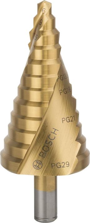 Produktbild Bosch Professional Zubehör Stufenbohrer HSS-TiN, für Kabelverschraubung, 6 - 37 mm, 10 mm, 93 mm, 12 Stufen (37 mm)