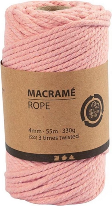 Actual product image Creativ Company Cotton Yarn Macramé Cord Pink (55 m)