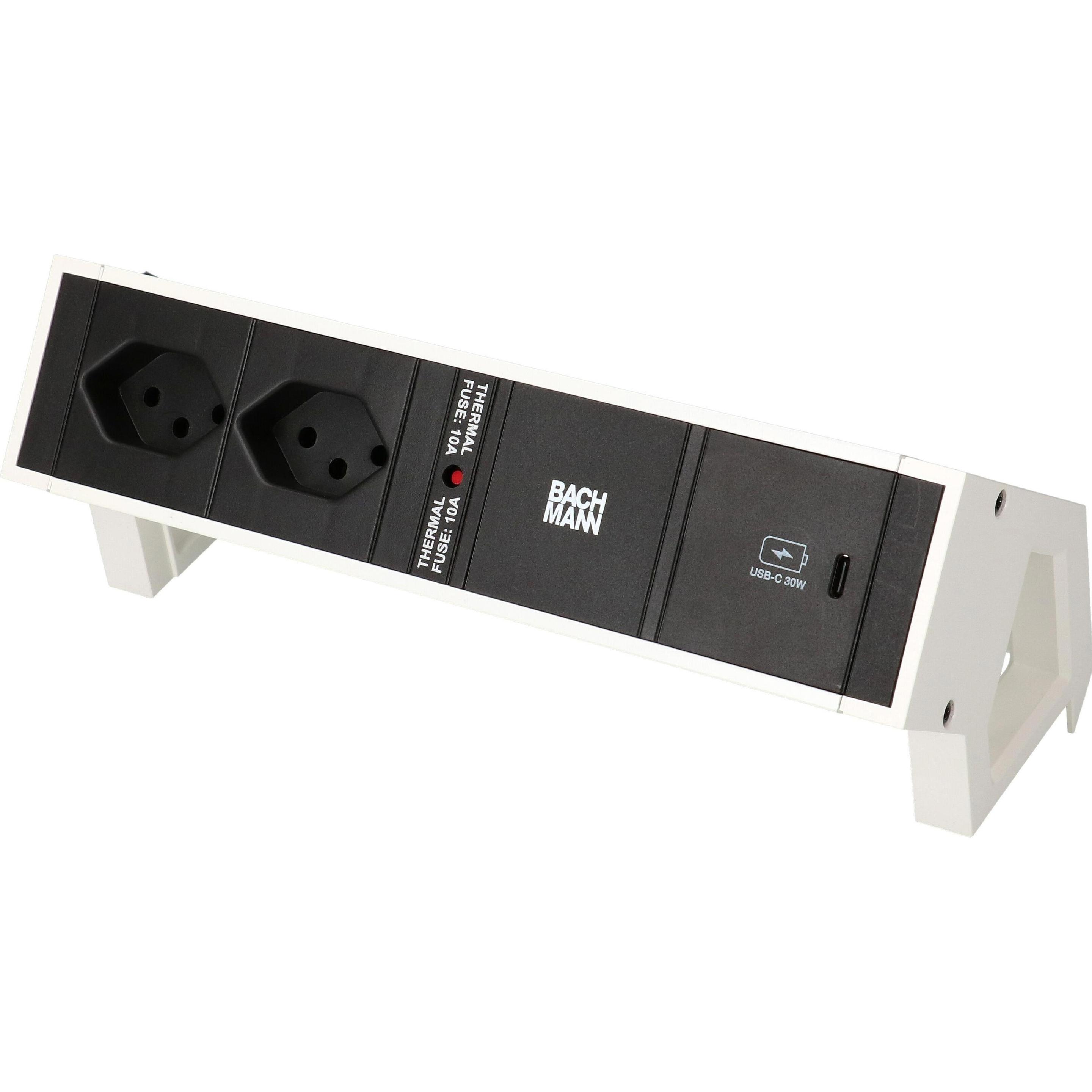 Bachmann, Steckdosenleiste, Tischsteckdosenleiste DESK 2, 2x T13, 1x USB C (2 x, Typ 13, 0.20 m)
