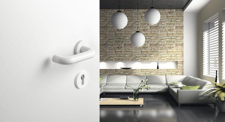 Actual product image Hewi Door fitting 111.23 R | Door handle for interior door on WC rose | pure white (Door handle)