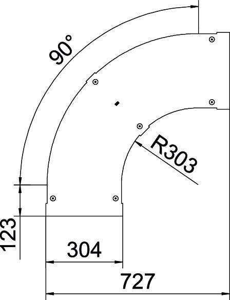 Actual product image OBO Bettermann LBD 90 300 R3 FS cover for 90° bend with rotary bolt B300 pc 6225992