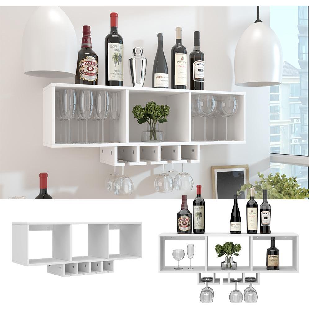 Thumbnail - Vicco, Weinregal, Weinglasregal Vin, Weiss, mit Glashalter
