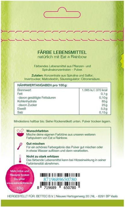 Valori nutrizionali e ingredienti Eat a Rainbow Colorante alimentare verde (10g)