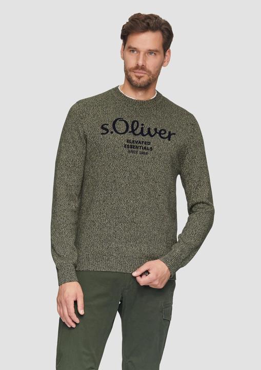 Produktbild S.Oliver Strickpullover Strickpullover mit Logo in Melange-Optik (M)