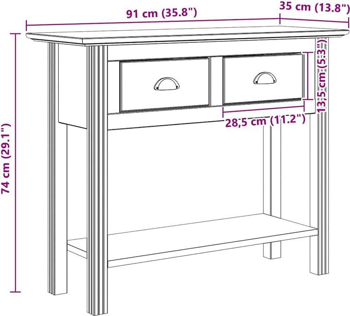 Produktbild vidaXL Konsolentisch (91 x 34.70 x 74 cm)