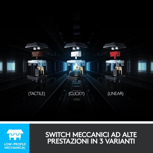 Image du produit Logitech G915 Lightspeed Wrls RGB Mec Kb (IT, Filaire)