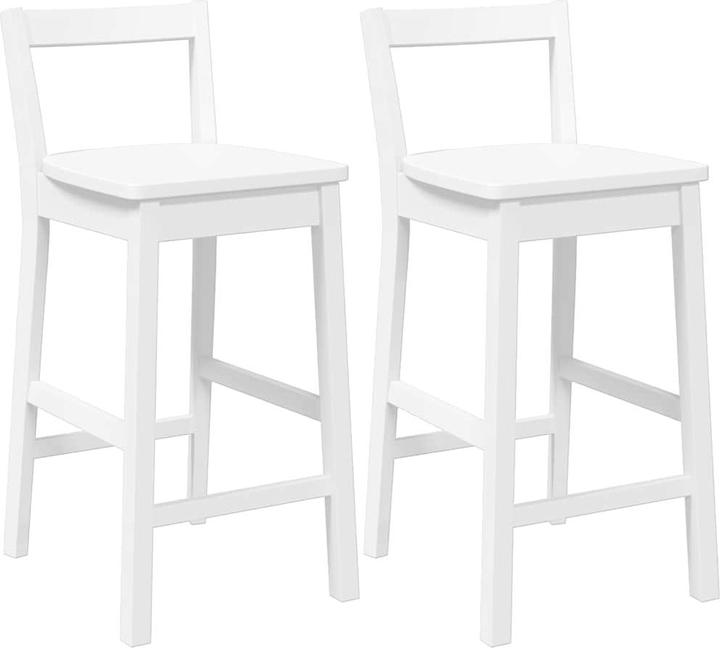 VidaXL Tabouret de bar 2 pcs. Blanc Bois massif Hévéa