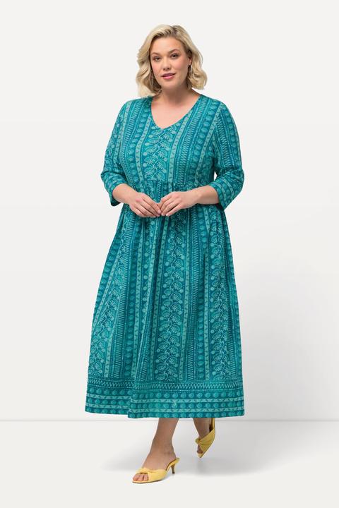 Produktbild Ulla Popken Jerseykleid, A-Linie, V-Ausschnitt, 3/4-Arm, Taschen (68)