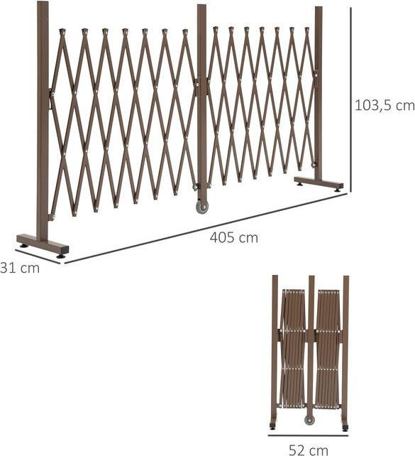 Image du produit Swisshandel24 Barrière extensible 52-405cm alu marron H103,5cm