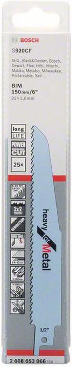 Produktbild Bosch Professional Zubehör Säbelsägeblatt S 920 CF, Heavy for Metal, 25er-Pack