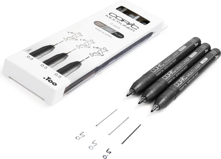 Produktbild Copic Multiliner (Kaltgrau, Schwarz, Warmgrau, 3x)