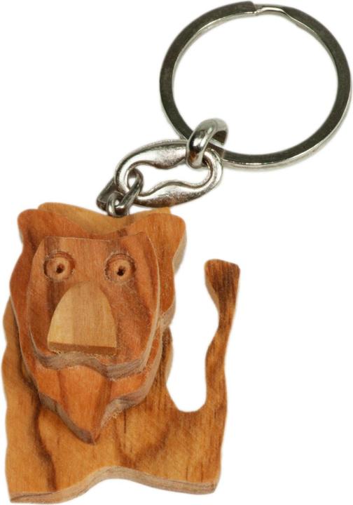 Actual product image Natura Punto Keychain lion, olive wood, brown, 5 x 5cm