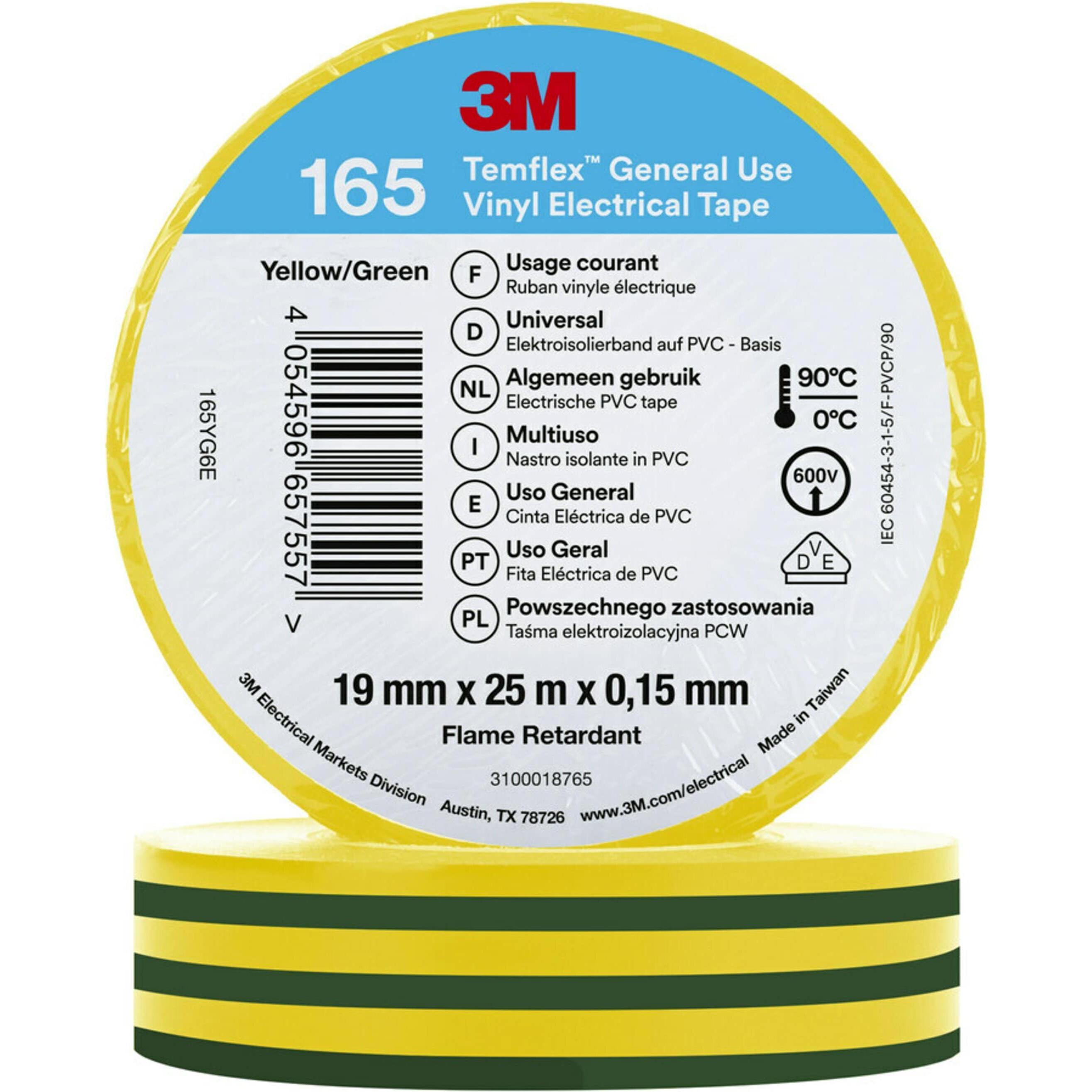 3M, Klebeband, Temflex Vinyl-Isolierband 165, 19 mm x 25 m (19 mm)