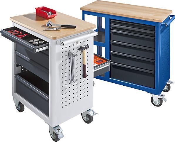 Actual product image kaiserkraft Assembly trolley, width 965 mm, 1 double door cupboard, light grey/charcoal.