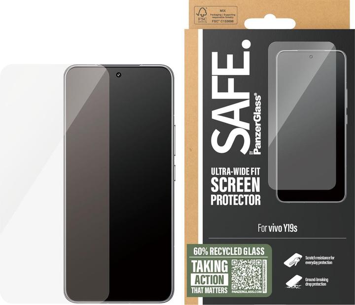 Actual product image PanzerGlass SAFE. by ® Screen Protector w. Black Frame vivo Y19s | Ultra-Wide Fit (1 pcs., Vivo Y19)