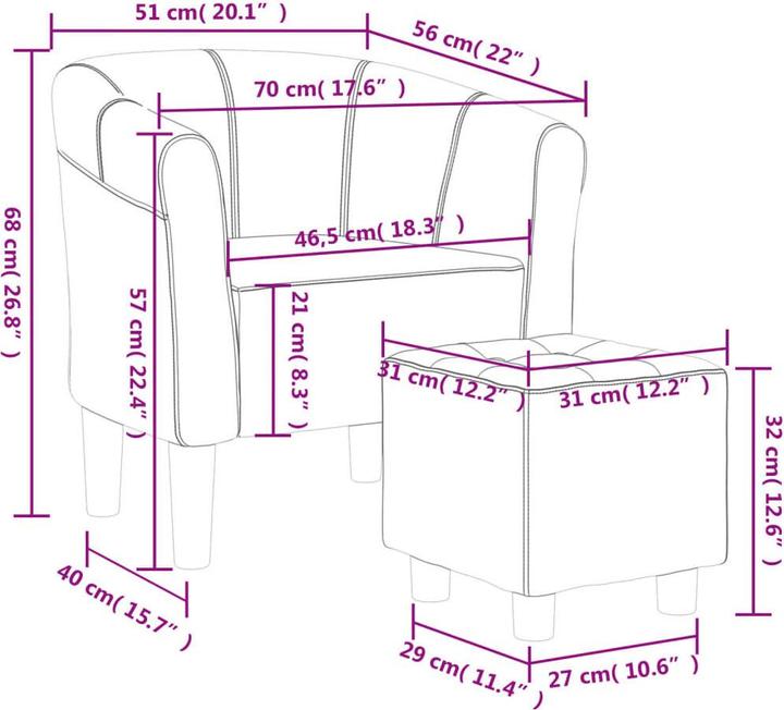 Produktbild vidaXL Clubsessel mit Fusshocker Dunkelblau Samt,Farbe