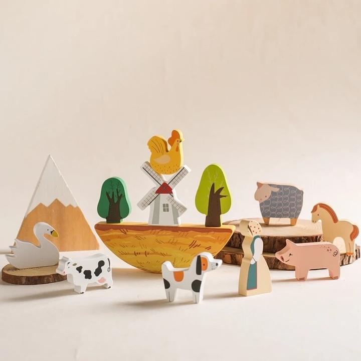 Immagine prodotto Activity Board Fattoria in legno per bambini, giocattolo per l'equilibrio degli animali, animali in legno fatti a