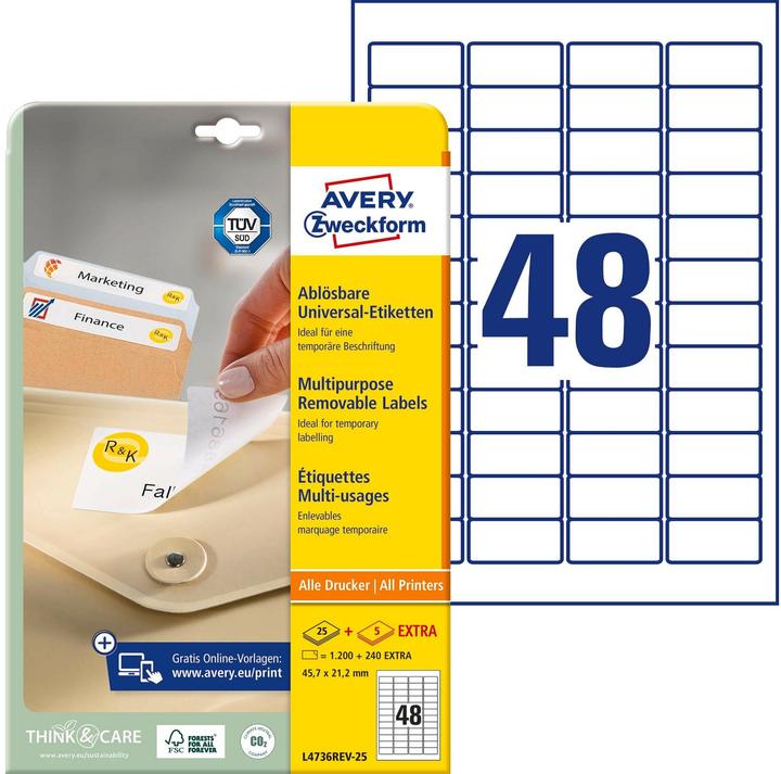 Actual product image Avery Universal labels