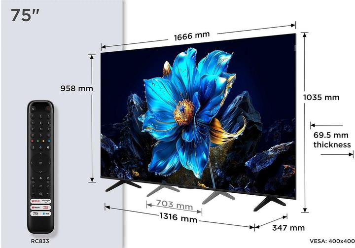 Actual product image TCL 75P7K (75", QLED, 4K, EU)