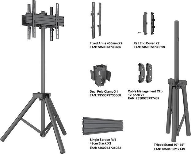 Image du produit Multibrackets Support TV tripode B2B, 32"-75", acier/aluminium (75", 60 kg)