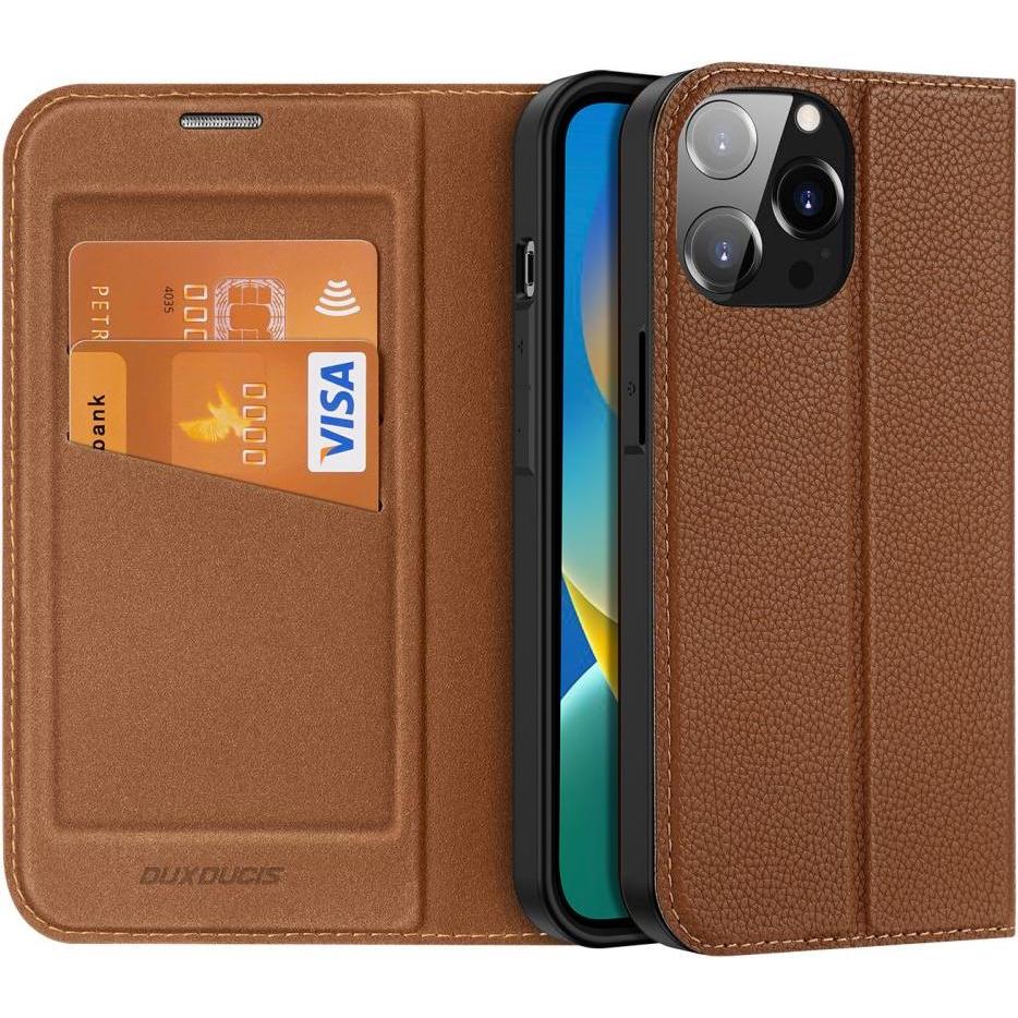 Dux Ducis Skin X2 Series Bookcover (Apple iPhone 14 Pro Max), Smartphone Hülle, Braun