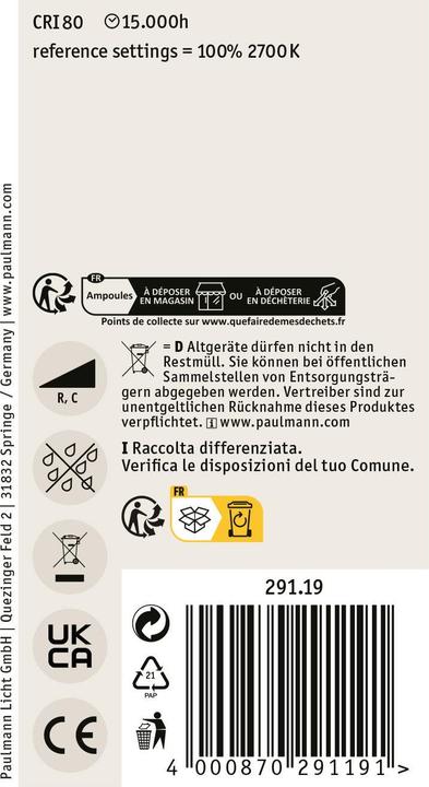 Produktbild Paulmann Classic White AGL (E27, 806 lm, 1 x)