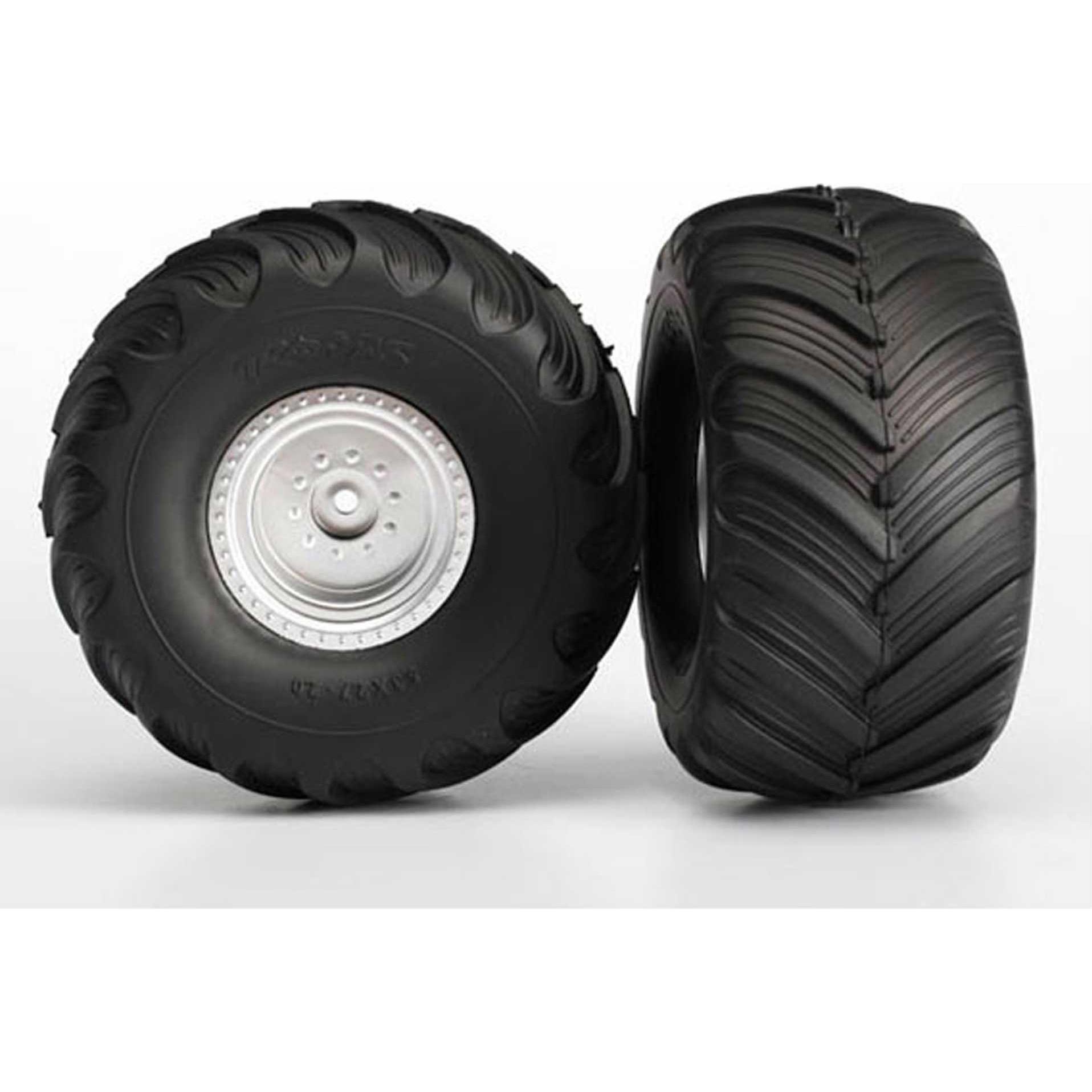 Traxxas Pneumatici/Rims Set satinato cromato Monster Jam replica Monster Jam