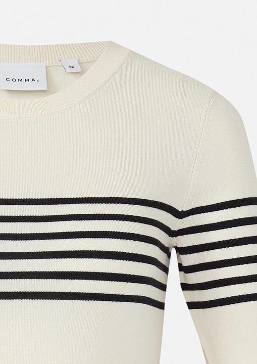 Image du produit Comma Strickpullover Kurzarmpullover im Slim Fit mit Streifen (40)