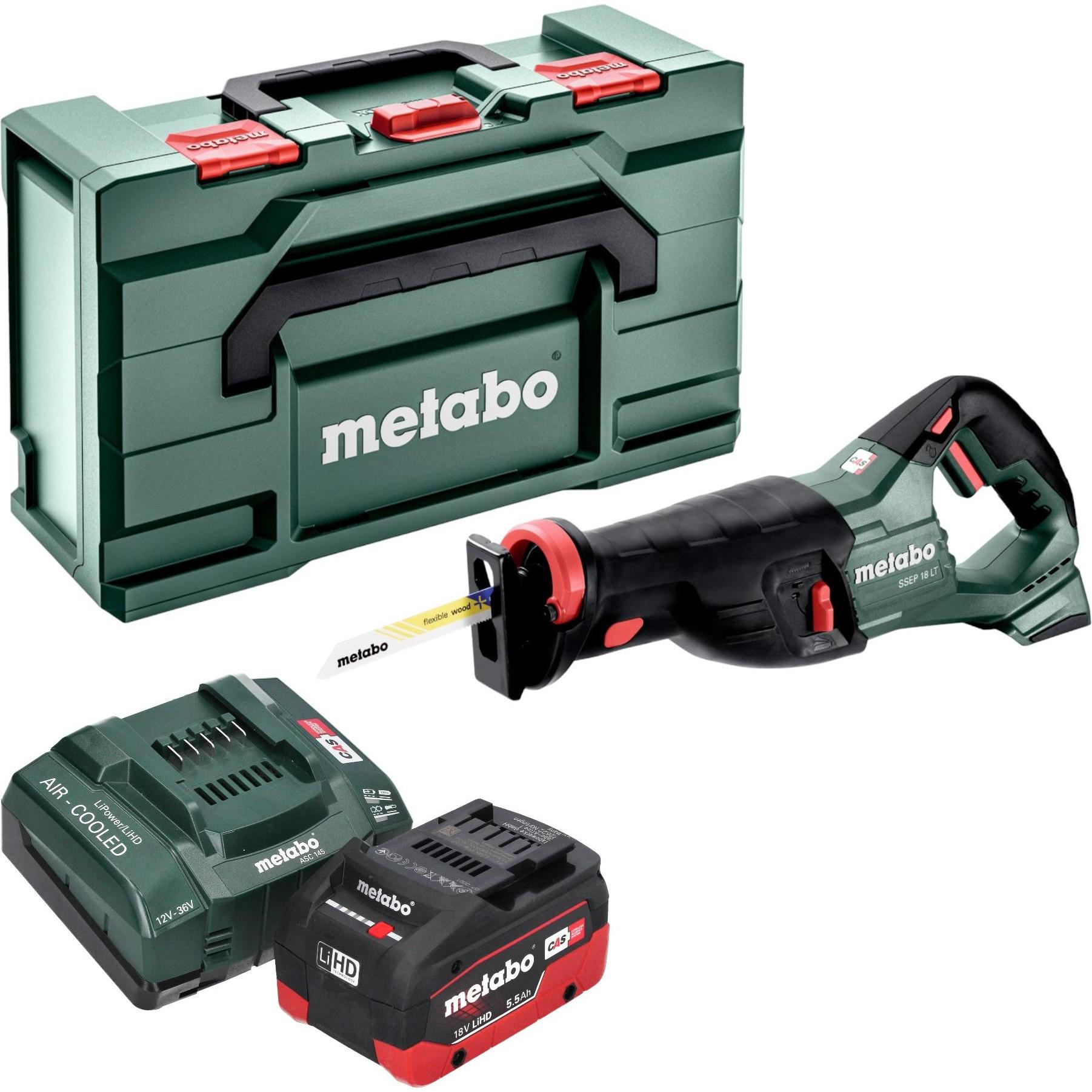 Thumbnail - Metabo, Säbelsäge, SSEP 18 LT Akku Säbelsäge 18 V 32 mm + 1x LiHD Akku 5,5 Ah + Ladegerät + Metabox