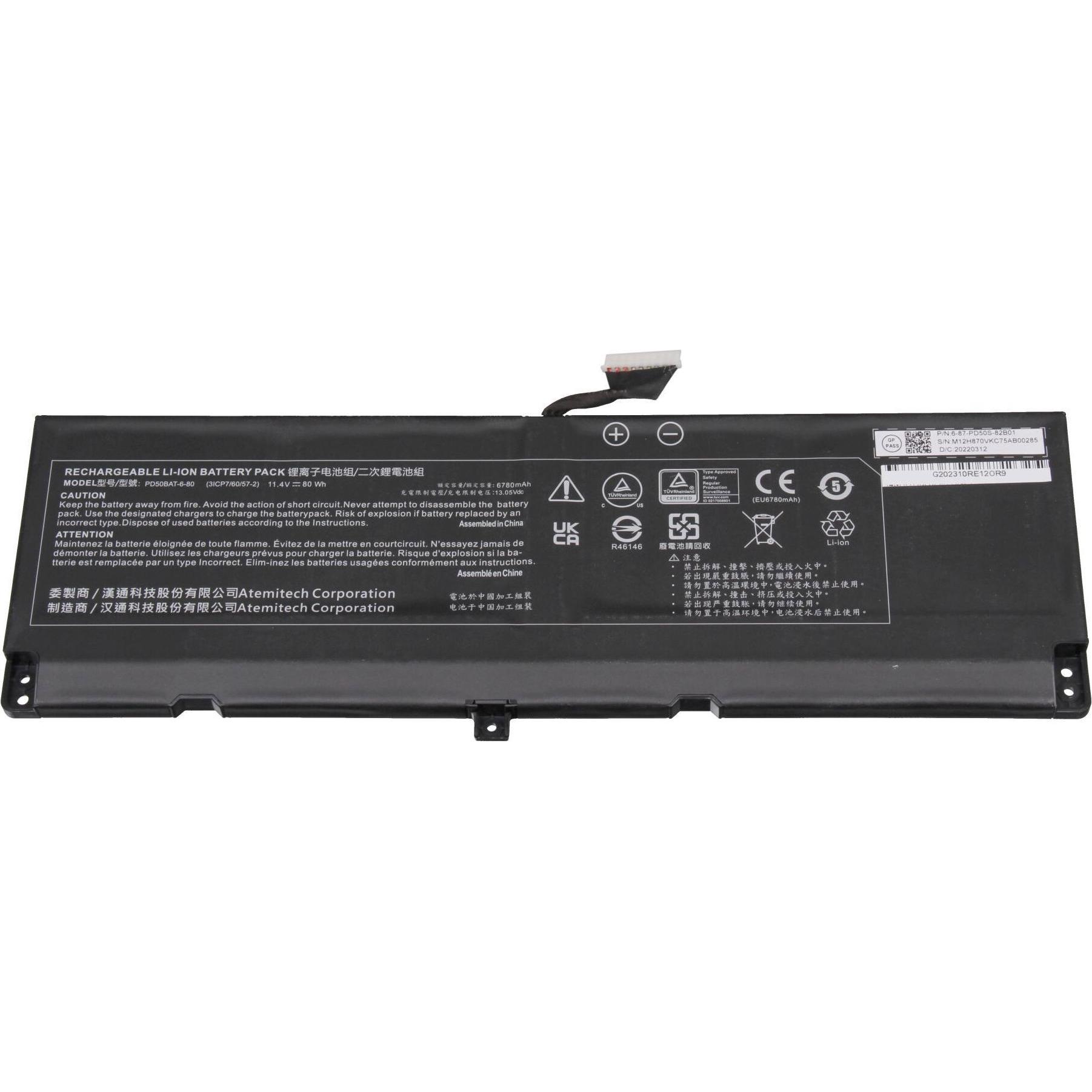 Thumbnail - Clevo 6-87-PD50S-82B01 (6 Zellen, 6780 mAh), Notebook Akku