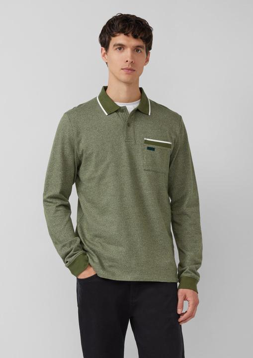 Produktbild s.Oliver Polo-Shirt Langarm-Polo mit Bündchen in Melange-Optik (L, M)