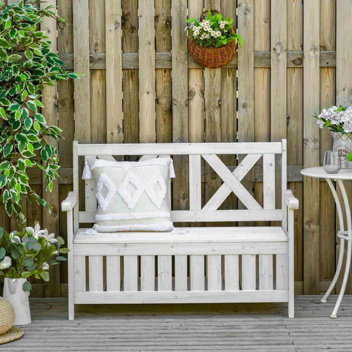 Produktbild Swisshandel24 Gartensitzbank 2-Sitzer mit Stauraum Tanne 115x61x85 cm
