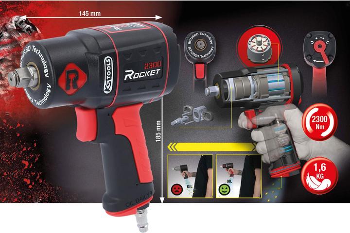 Produktbild KS Tools 1/2 ROCKET Hochleistungs-Druckluft-Schlagschrauber 2.300 Nm (Druckluft)