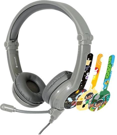 Buddyphones On Ear multimedia koptelefoon voor kinderen met microfoon in grijze kleur BP-GALAXY-GREY