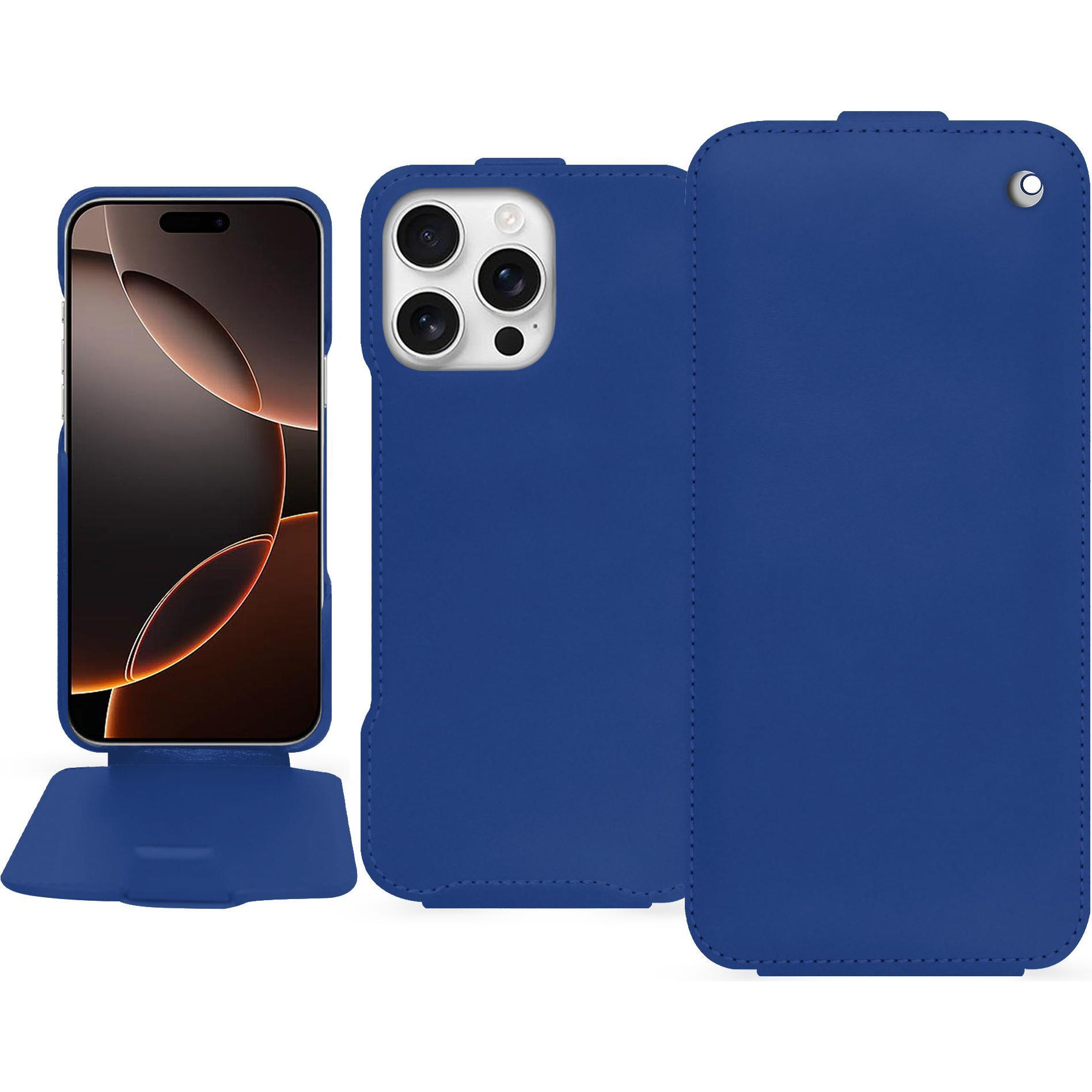 Noreve Lederschutzhülle vertikal (Apple iPhone 16 Pro), Smartphone Hülle, Blau